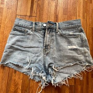 BDG Light Blue Frayed Jean Shorts